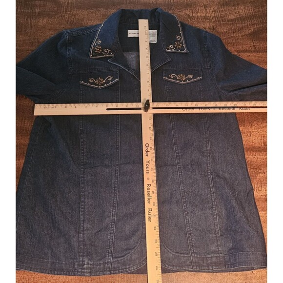 Alfred Dunner Women's Size 12 Blue Embellished Denim Shirt Jacket Trucker Beads - Picture 14 of 14